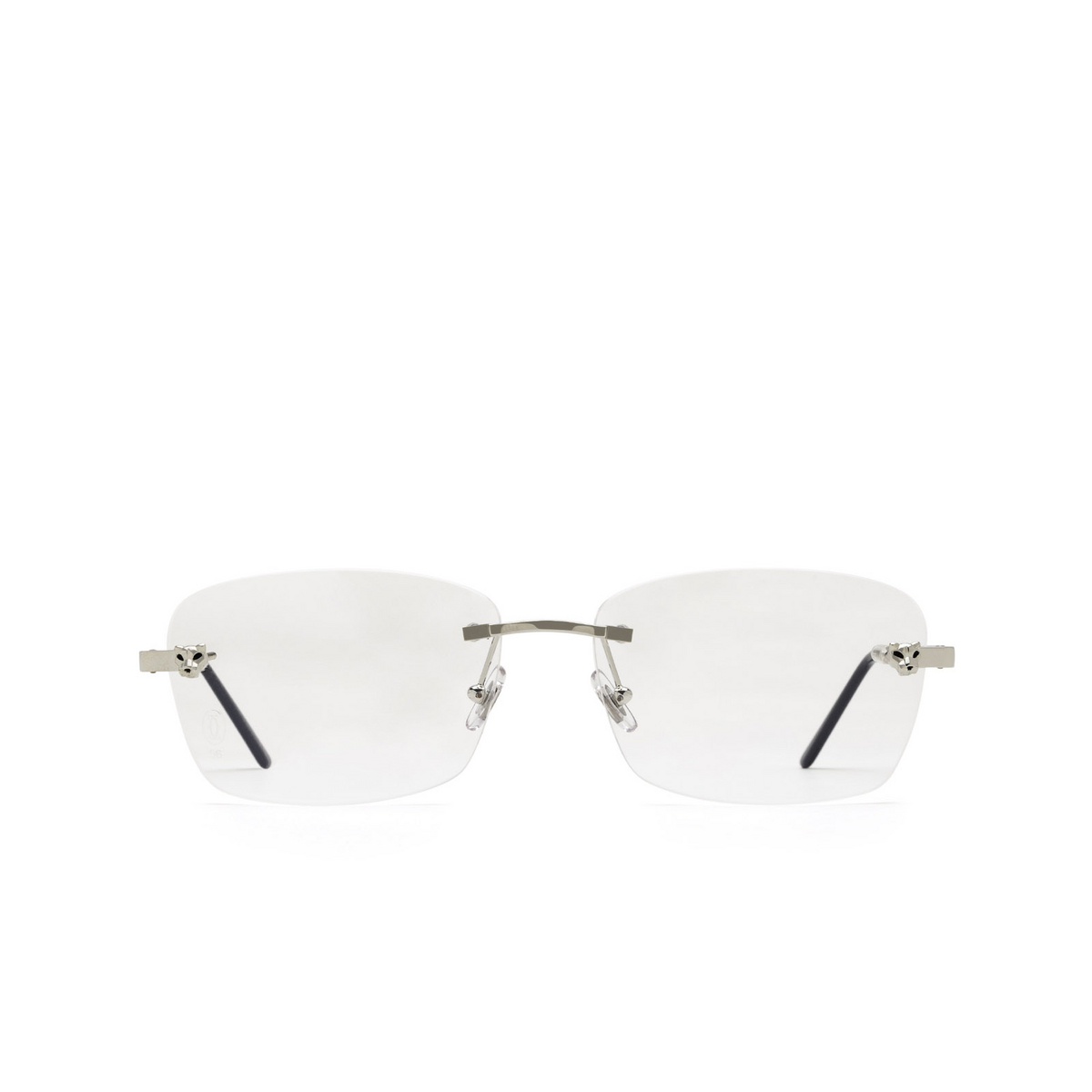 Cartier® Rectangle Eyeglasses: CT0148O color 002 Silver - front view