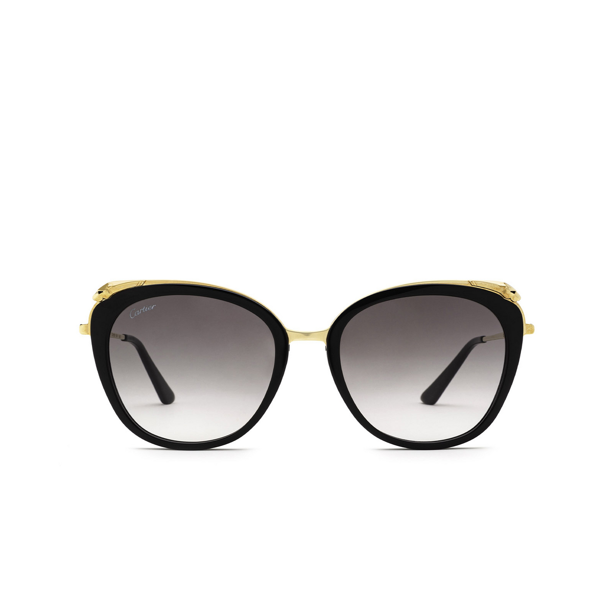 Cartier® Cat-eye Sunglasses: CT0150S color Black 001 - front view.