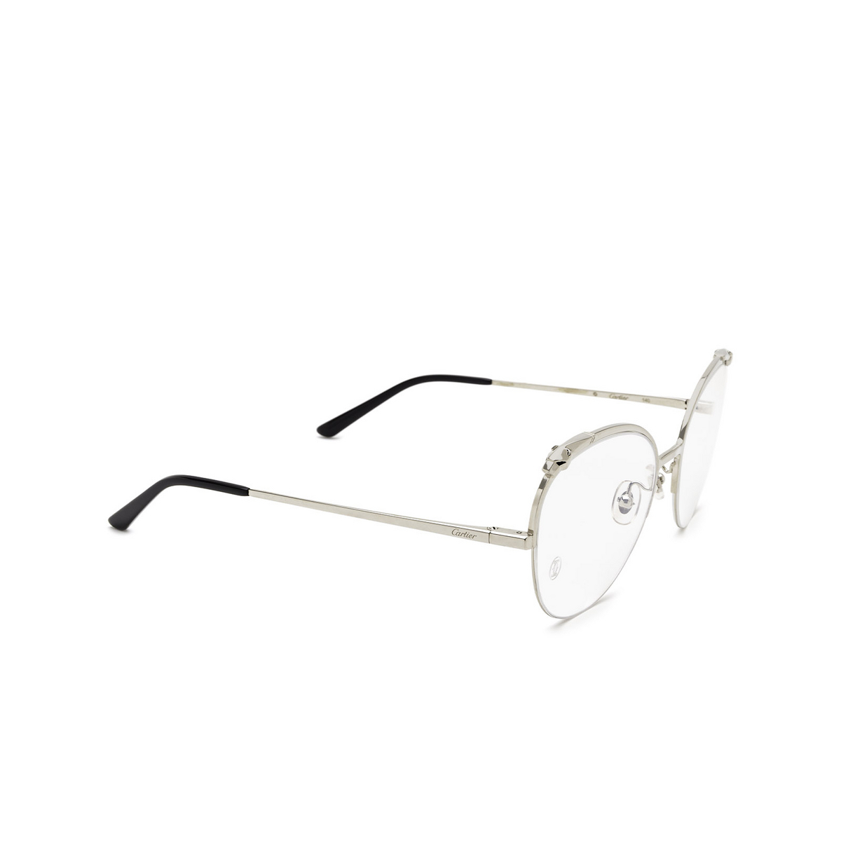 Cartier® Cat-eye Eyeglasses: CT0151O color 001 Gold - three-quarters view