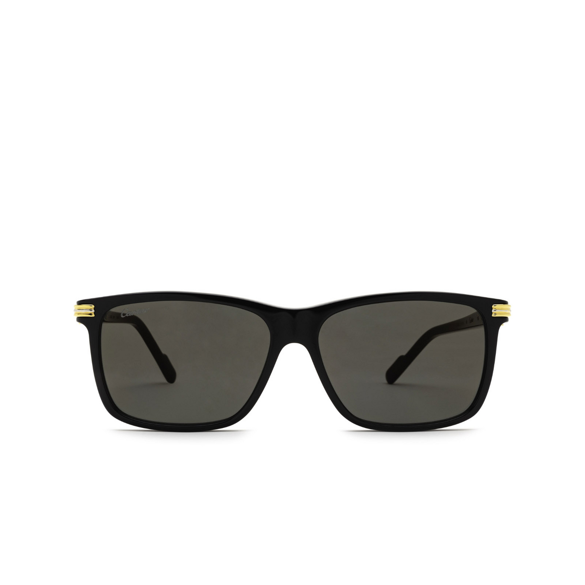 Cartier® Rectangle Sunglasses: CT0160S color Black 001 - front view.