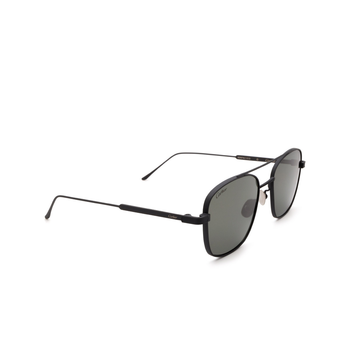 Cartier® Square Sunglasses: CT0163S color Black 001 - three-quarters view.