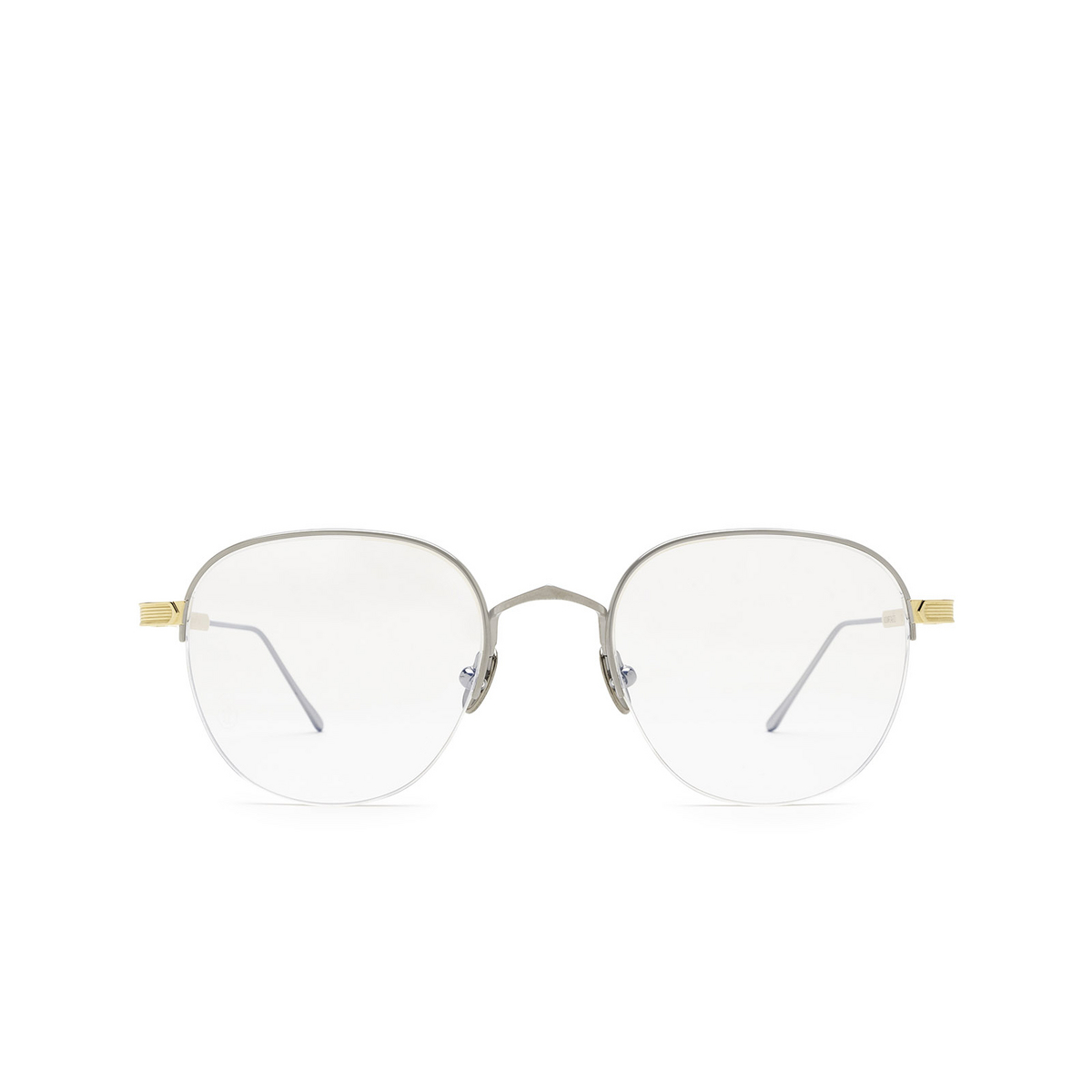 Cartier® Round Eyeglasses: CT0164O color Ruthenium & Gold 003 - front view.