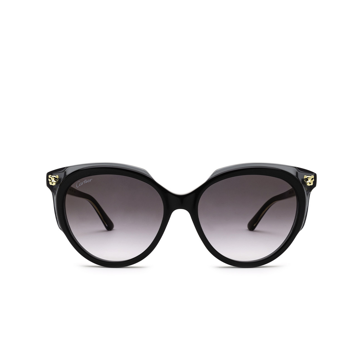 Cartier® Cat-eye Sunglasses: CT0197S color Black 001 - front view.
