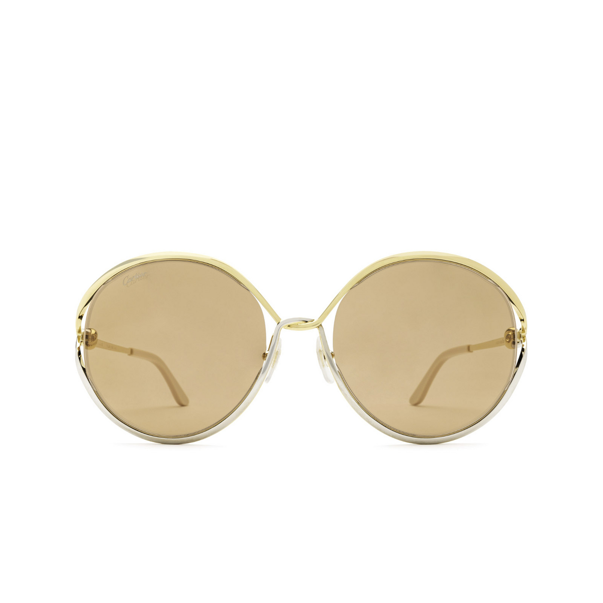 Cartier® Round Sunglasses: CT0226S color 002 Gold - front view