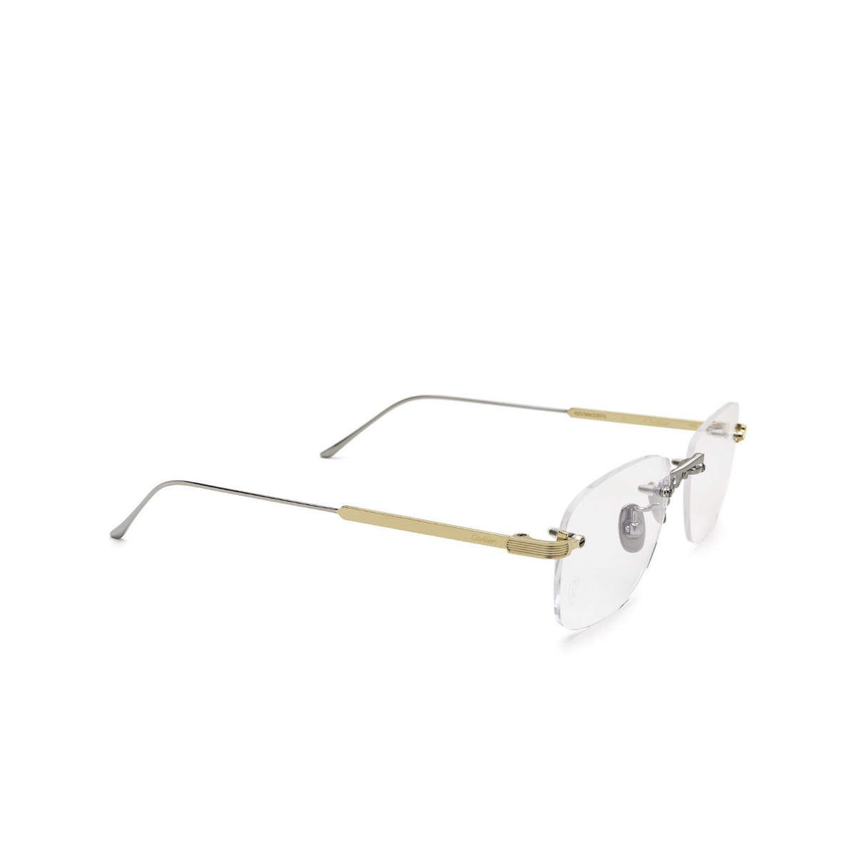 Cartier® Rectangle Eyeglasses: CT0228O color Ruthenium & Gold 002 - product thumbnail 2/3.