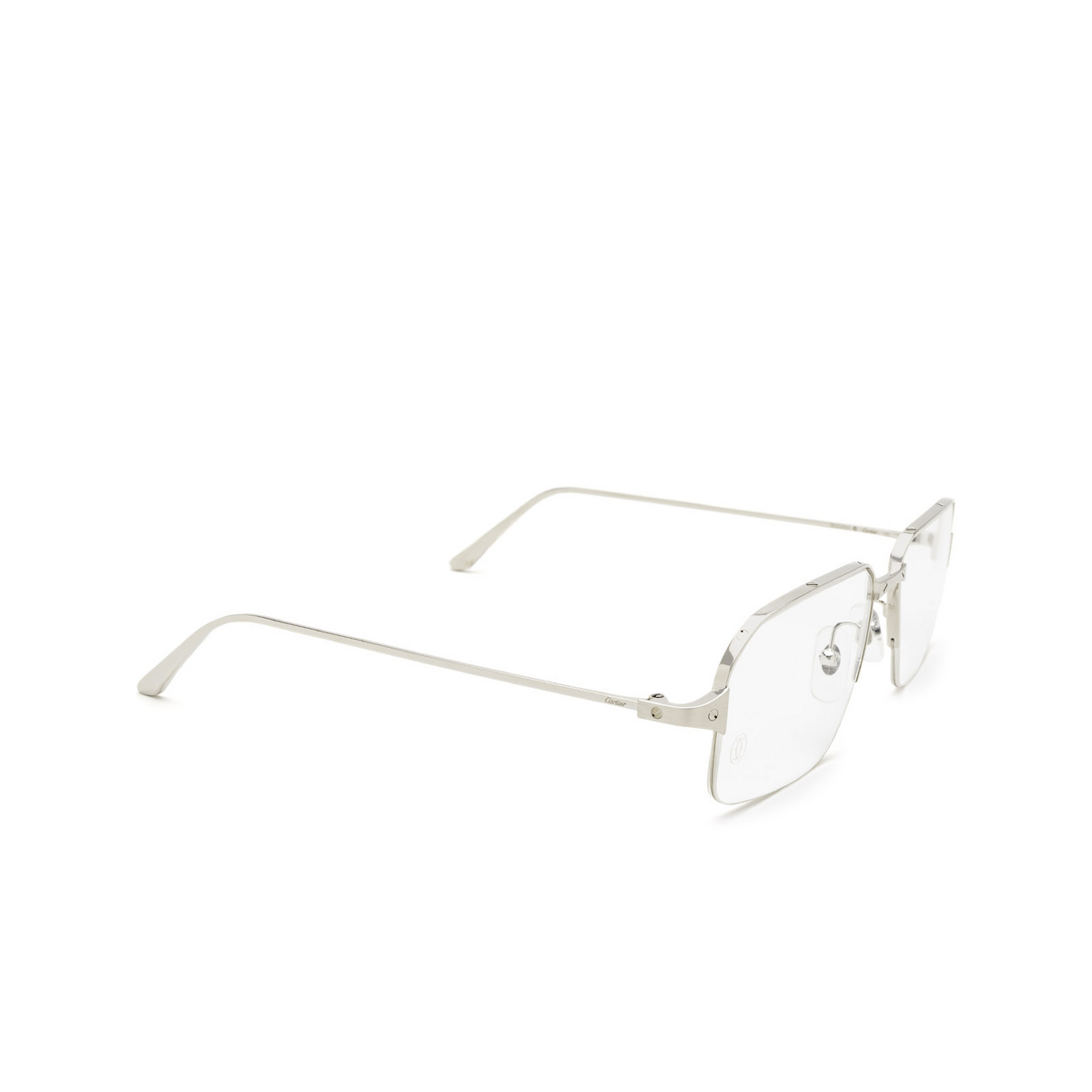 Cartier® Irregular Eyeglasses: CT0232O color 004 Silver - three-quarters view