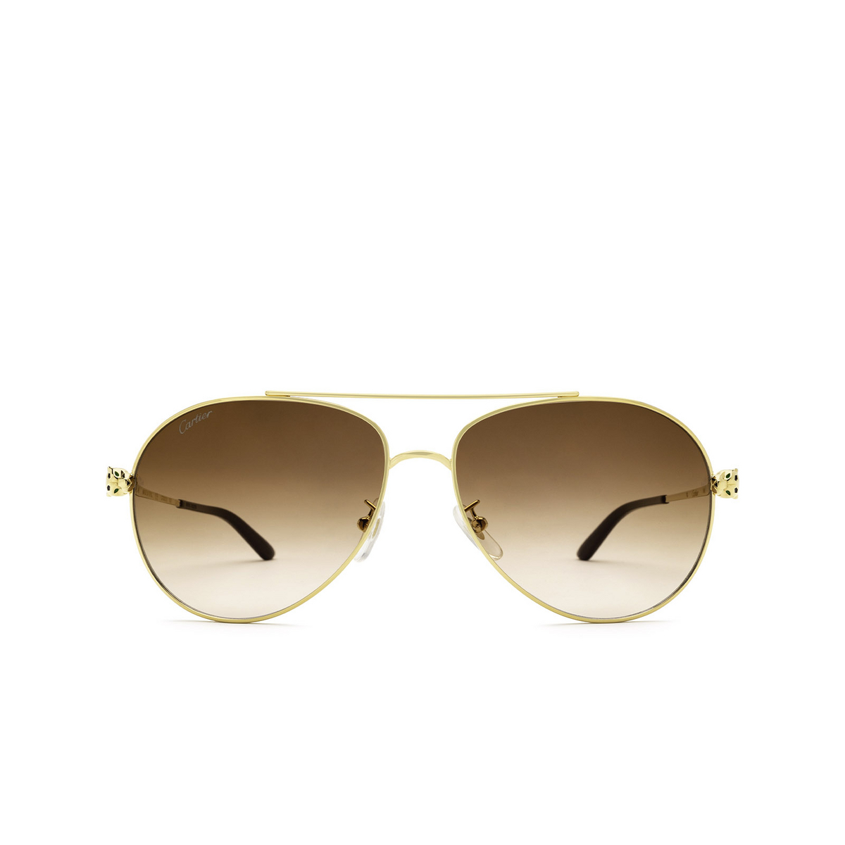 Cartier® Aviator Sunglasses: CT0233S color Gold 002 - front view.