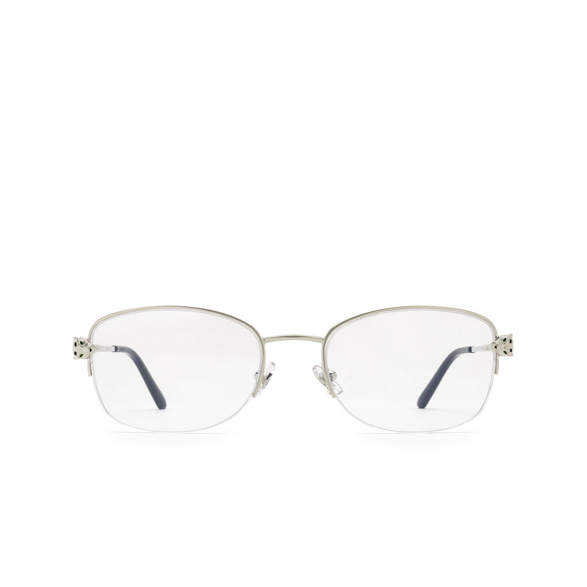 Cartier® Rectangle Eyeglasses: CT0235O color 002 Silver - front view
