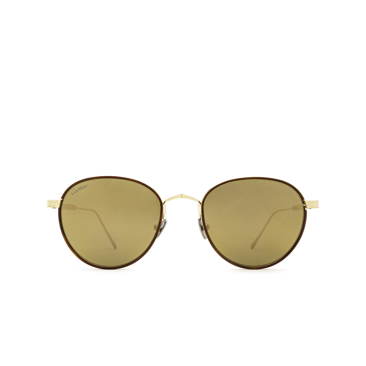 Cartier® Round Sunglasses: CT0250S color Gold 008 - front view.