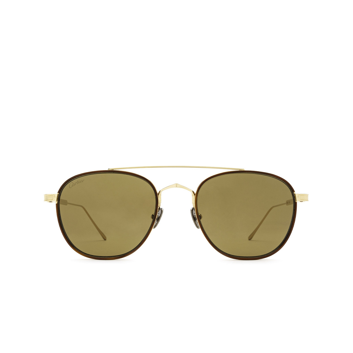 Cartier® Square Sunglasses: CT0251S color Gold 008 - front view.