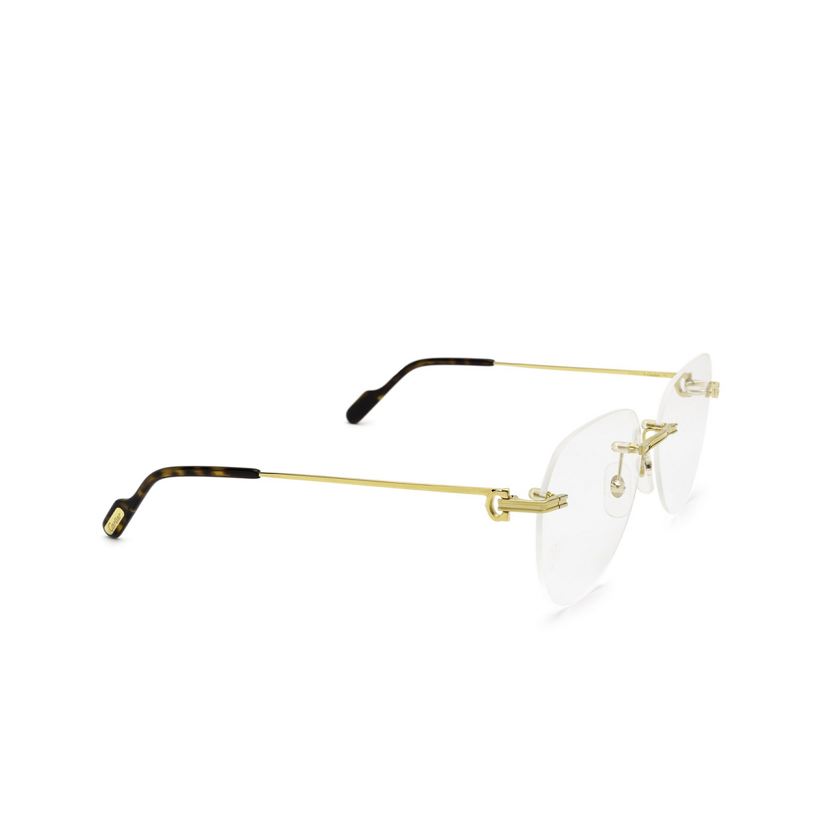 Cartier® Oval Eyeglasses: CT0252O color Gold 002 - three-quarters view.