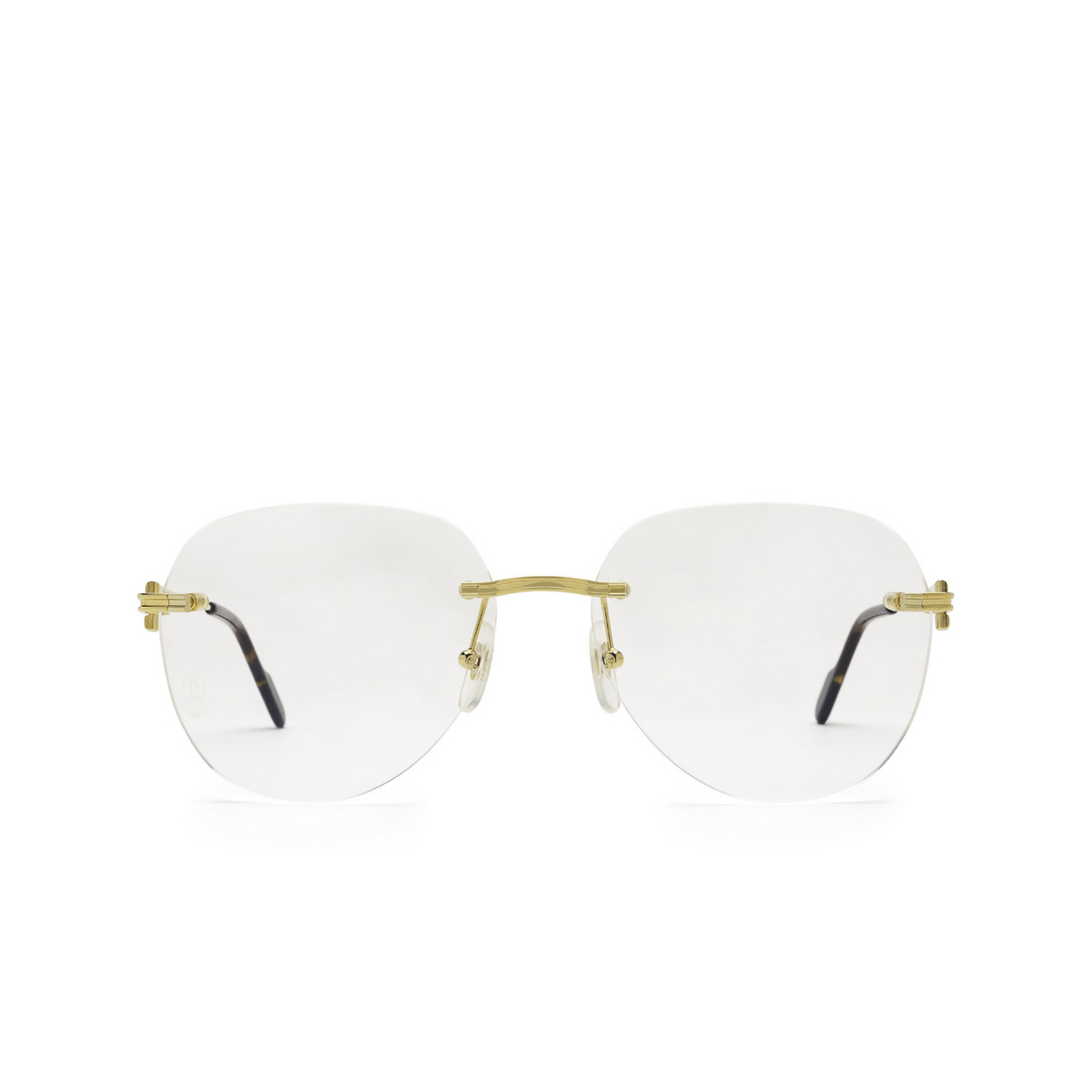 Cartier® Oval Eyeglasses: CT0252O color Gold 002 - front view.