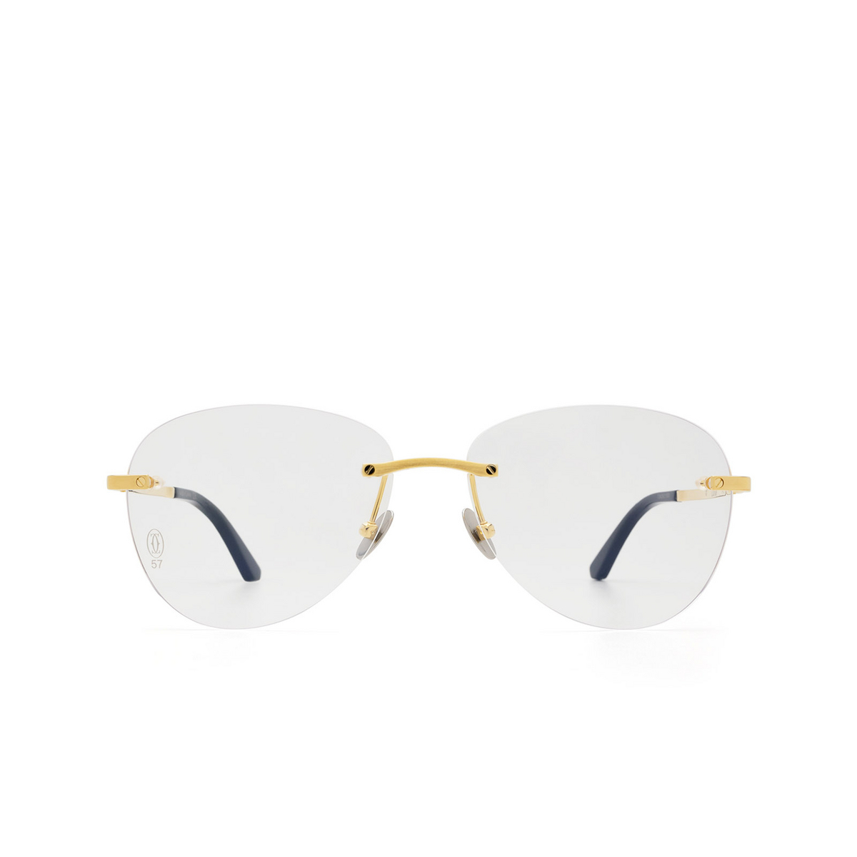 Cartier® Aviator Eyeglasses: CT0254O color Gold 001 - front view.