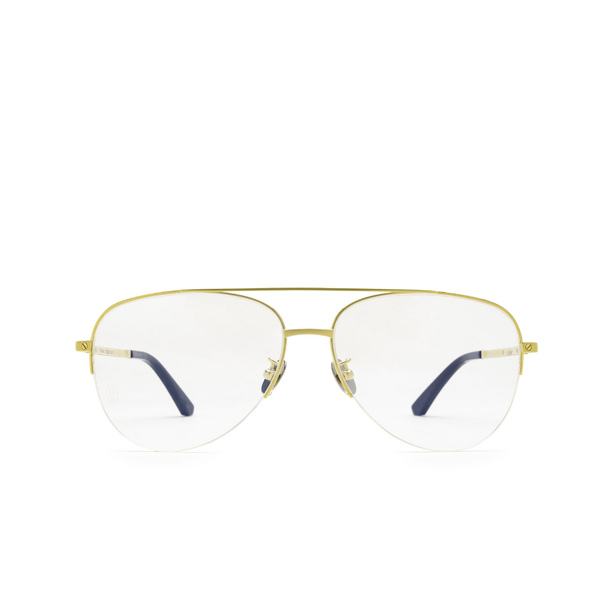 Cartier® Aviator Eyeglasses: CT0256O color Gold 001 - front view.