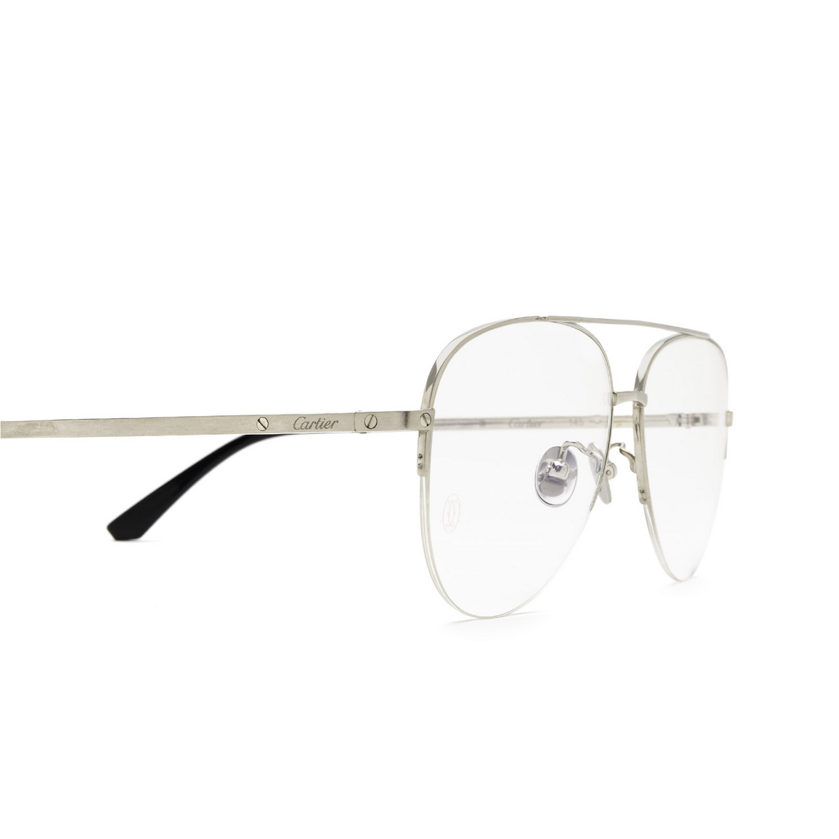 Cartier® Aviator Eyeglasses: CT0256O color Silver 002 - 3/3.