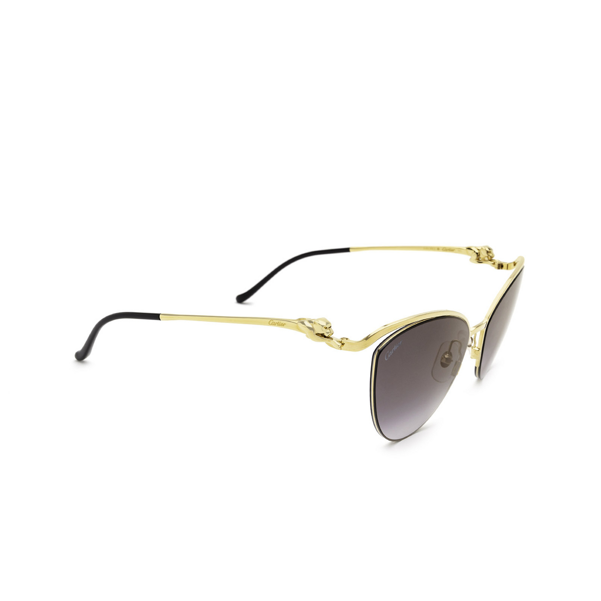 Cartier® Cat-eye Sunglasses: CT0268S color Gold 001 - three-quarters view.