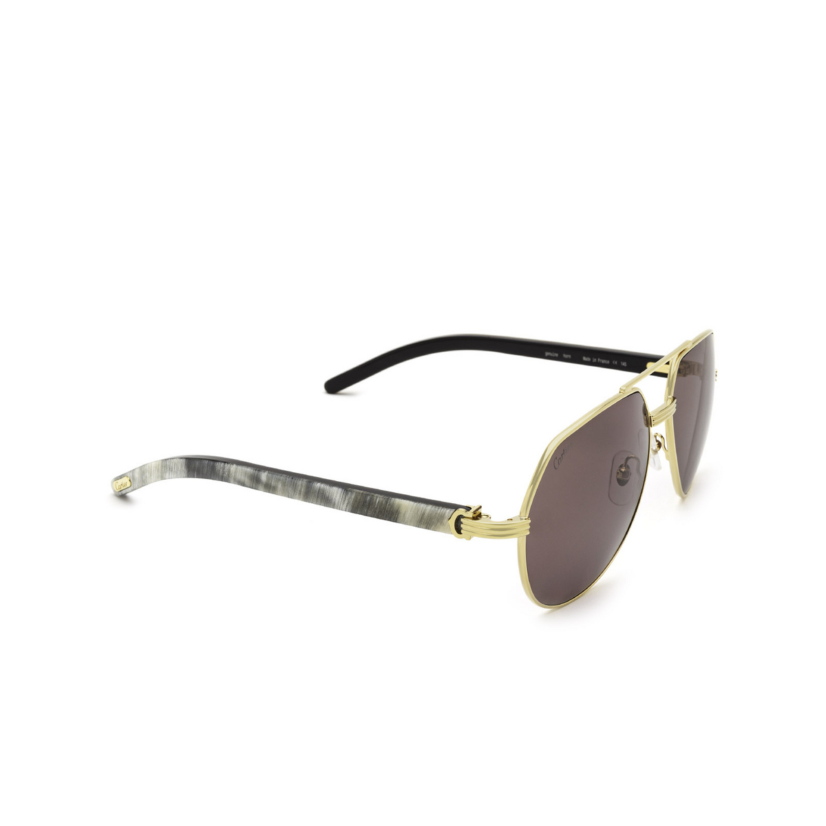 Cartier® Irregular Sunglasses: CT0272S color Gold & White 003 - three-quarters view.