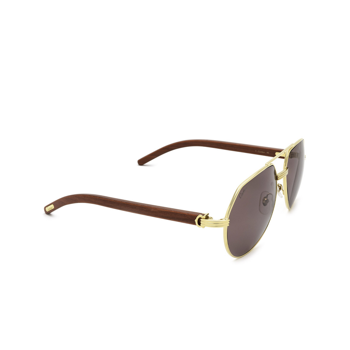 Cartier® Irregular Sunglasses: CT0272S color Gold & Burgundy 004 - three-quarters view.