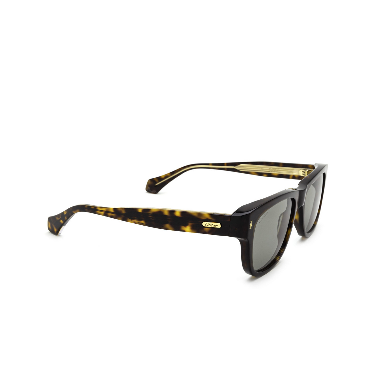 Cartier® Square Sunglasses: CT0277S color Havana 002 - three-quarters view.