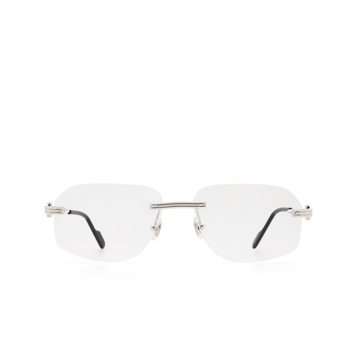 Cartier® Rectangle Eyeglasses: CT0284O color Silver 001 - front view.