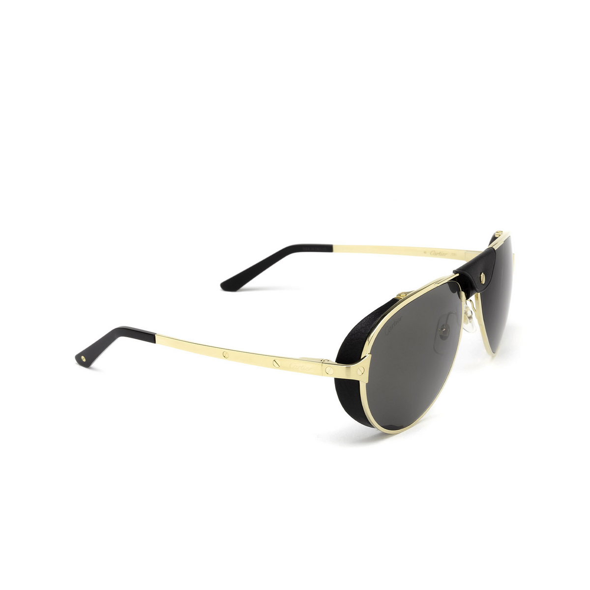 Cartier® Aviator Sunglasses: CT0296S color Gold 001 - three-quarters view.