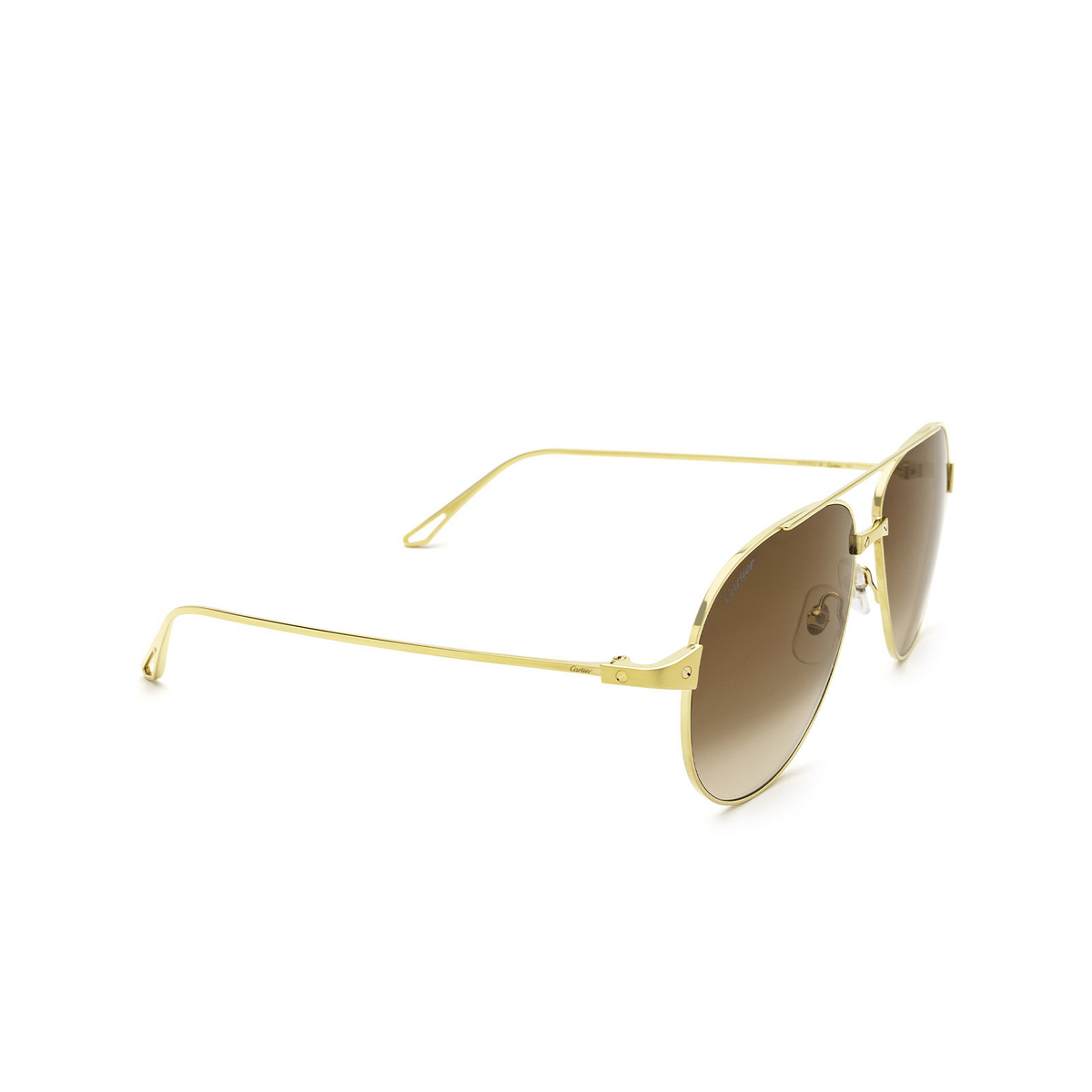Cartier® Aviator Sunglasses: CT0298S color Gold 007 - three-quarters view.