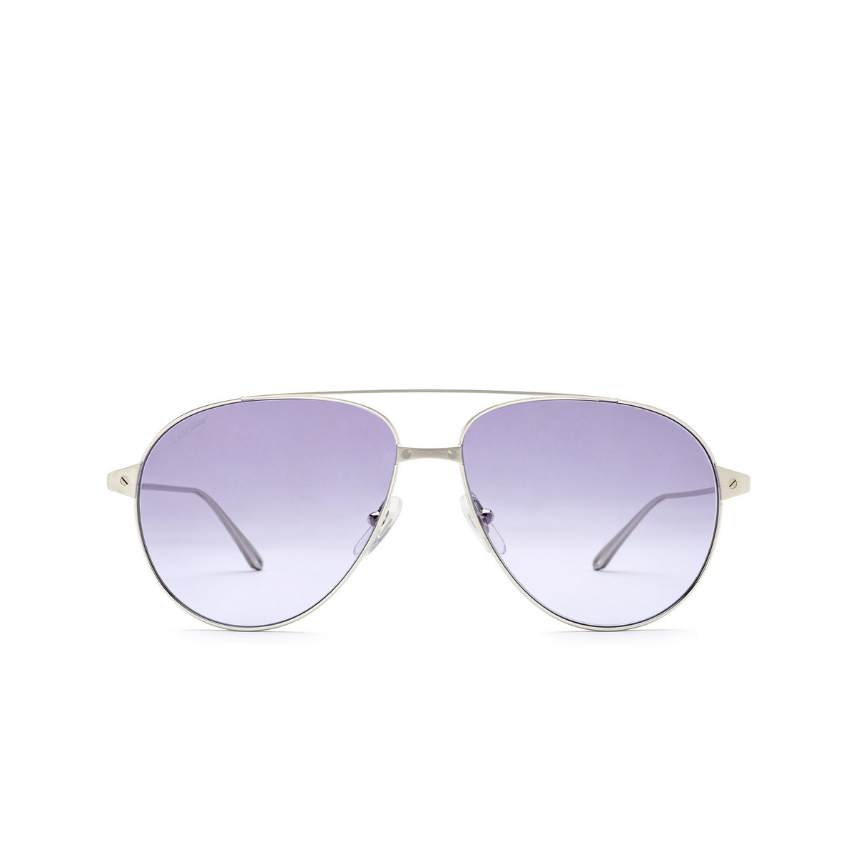 Cartier® Aviator Sunglasses: CT0298S color Silver 010 - front view.