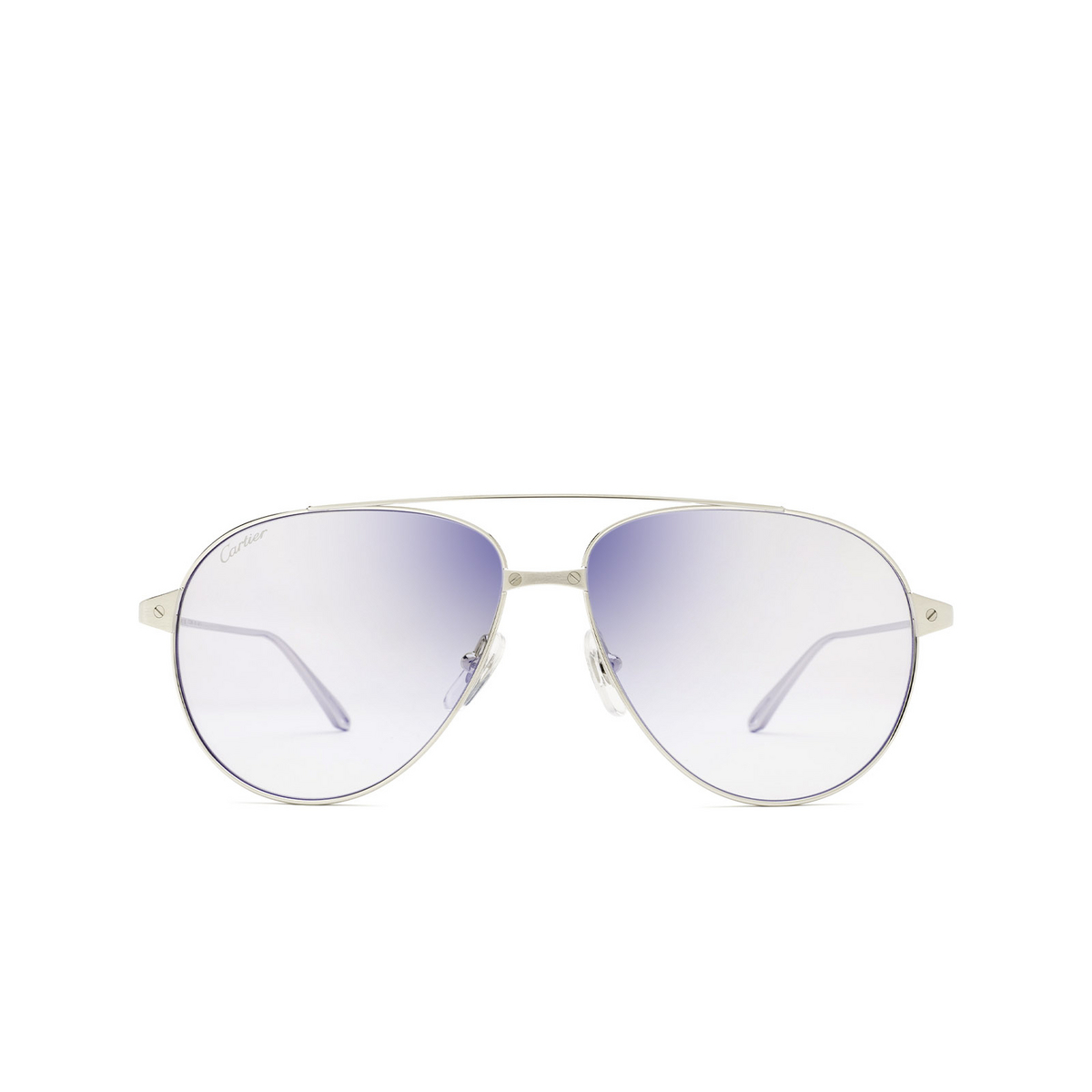 Cartier® Aviator Sunglasses: CT0298S color Silver 011 - front view.
