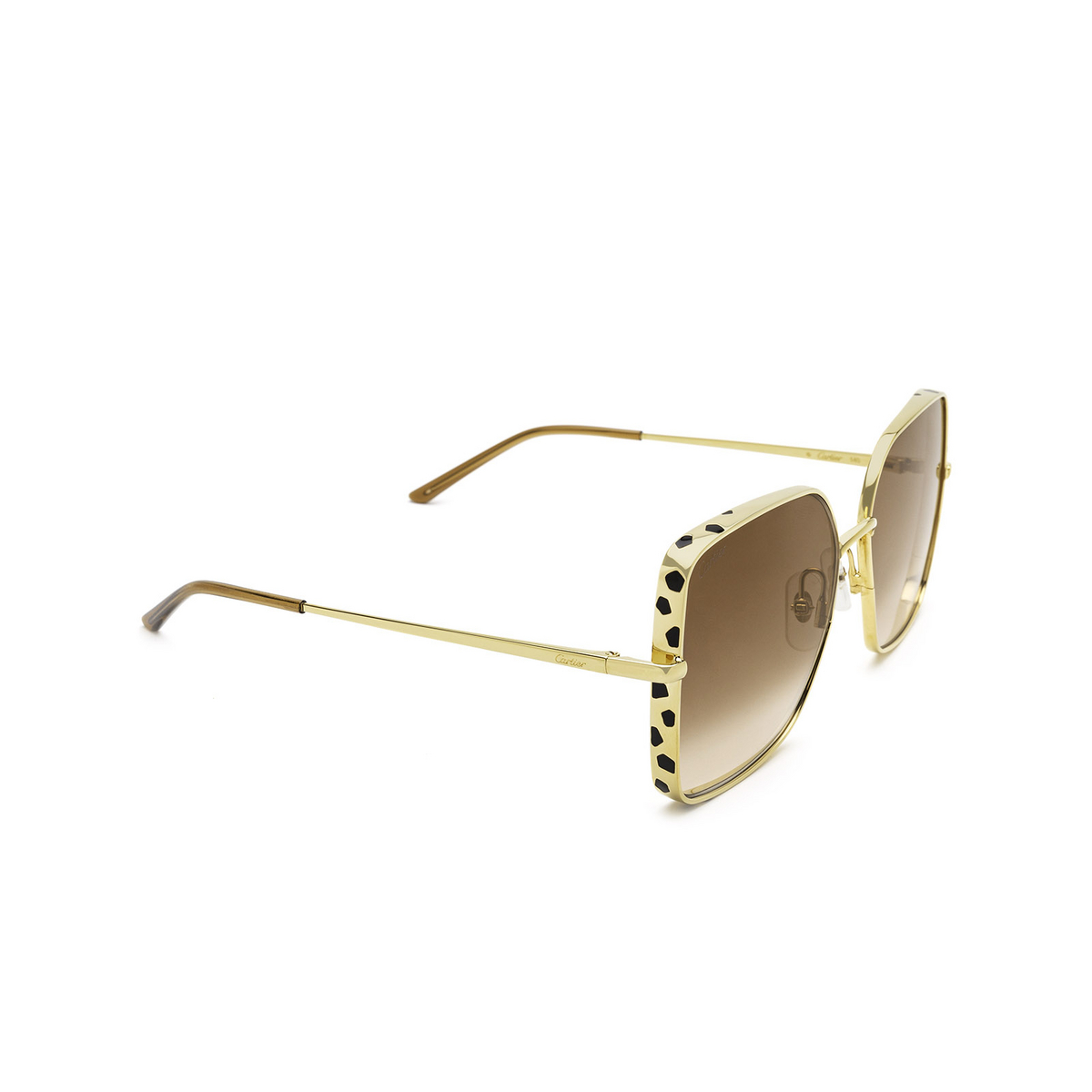 Cartier® Square Sunglasses: CT0299S color Gold 002 - three-quarters view.
