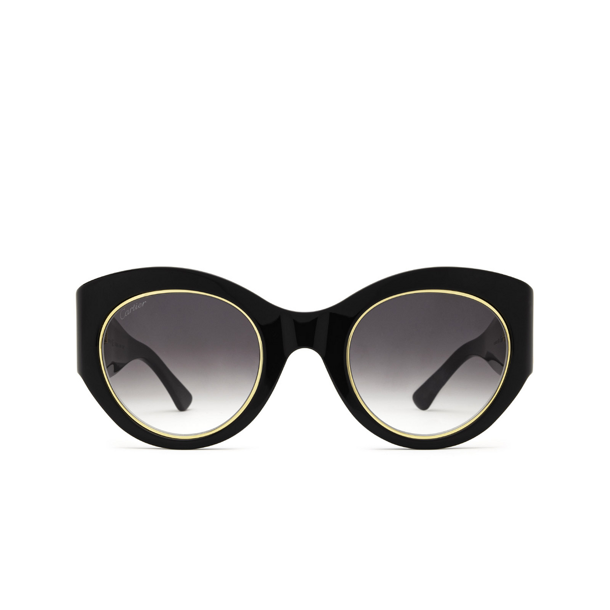 Cartier® Cat-eye Sunglasses: CT0305S color Black 001 - front view.