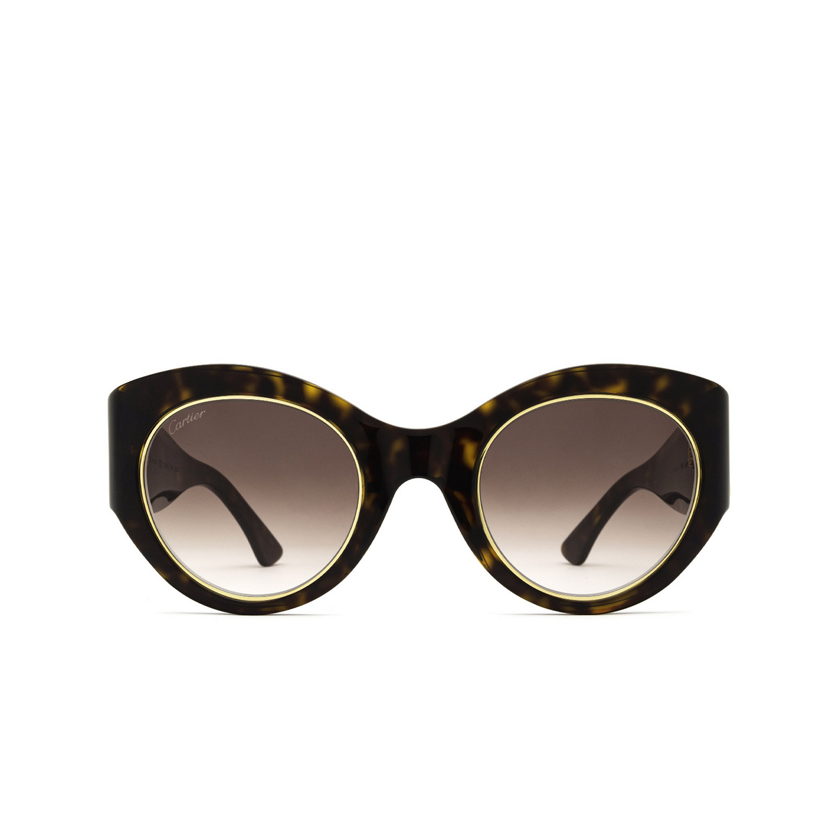 Cartier® Cat-eye Sunglasses: CT0305S color Havana 002 - front view.