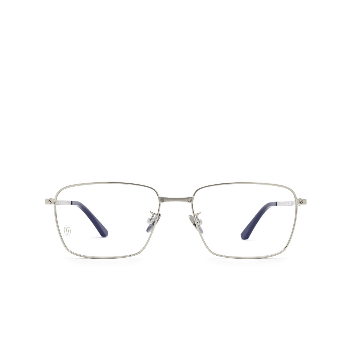 Cartier® Rectangle Eyeglasses: CT0320OA color Silver 002 - front view.