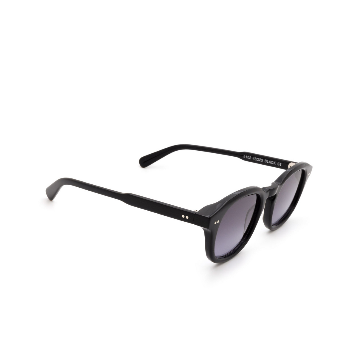 Chimi® Square Sunglasses: #102 color Black - three-quarters view.