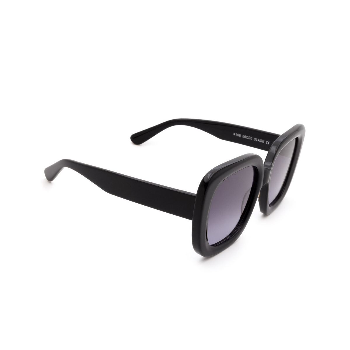 Chimi® Square Sunglasses: #108 color Black - three-quarters view.