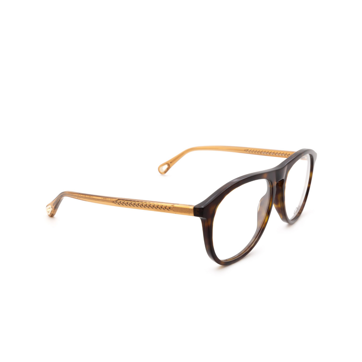 Chloé® Aviator Eyeglasses: CH0010O color 003 Dark Havana - three-quarters view