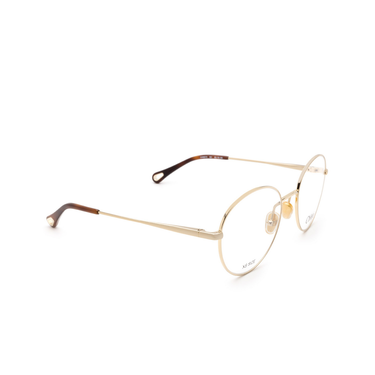 Chloé® Round Eyeglasses: CH0021O color 001 Gold - three-quarters view