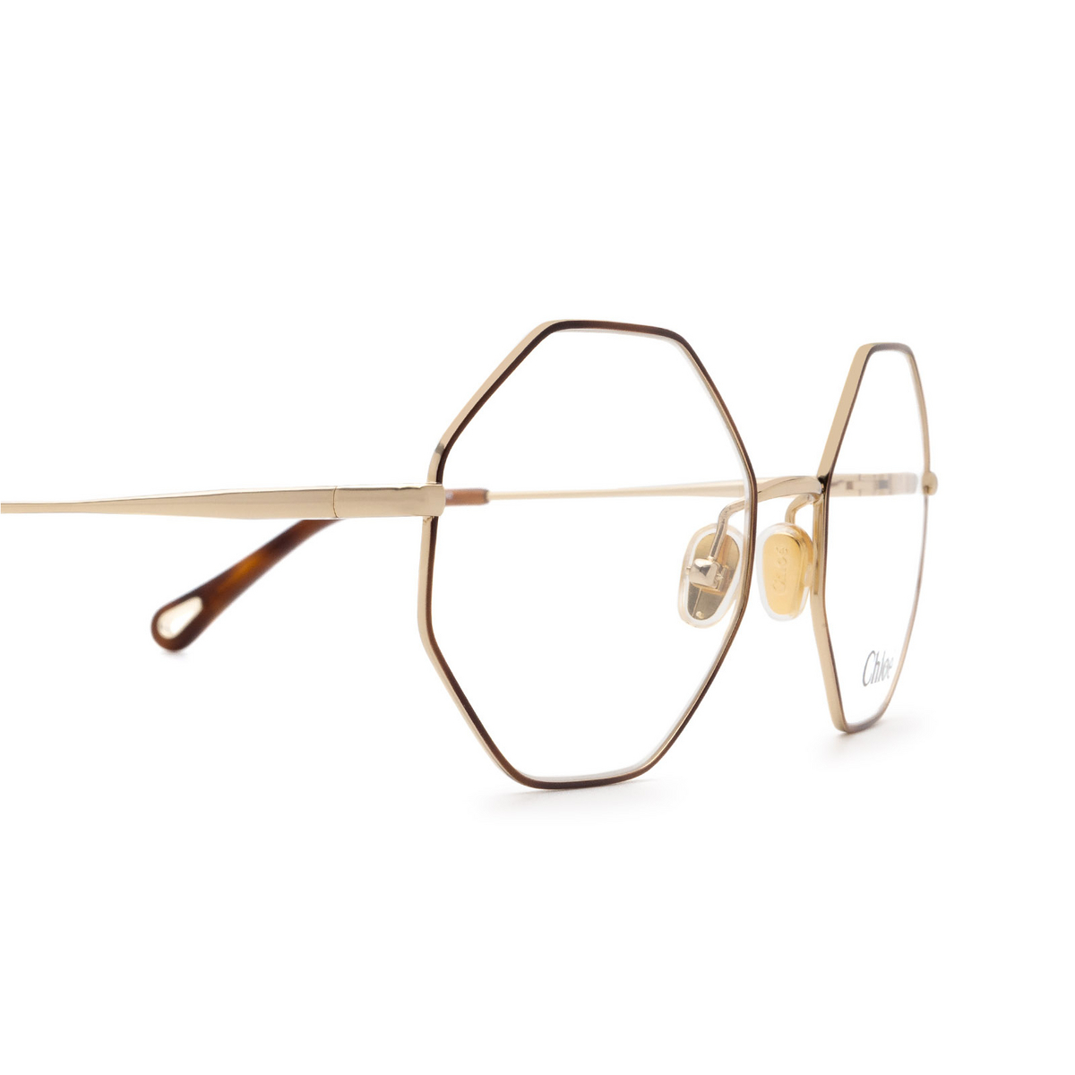 Chloé CH0022O irregular Eyeglasses 008 Gold & Havana - 3/4