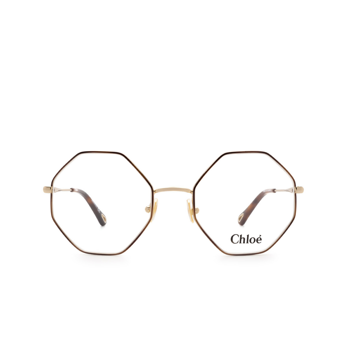 Chloé CH0022O irregular Eyeglasses 008 Gold & Havana - front view