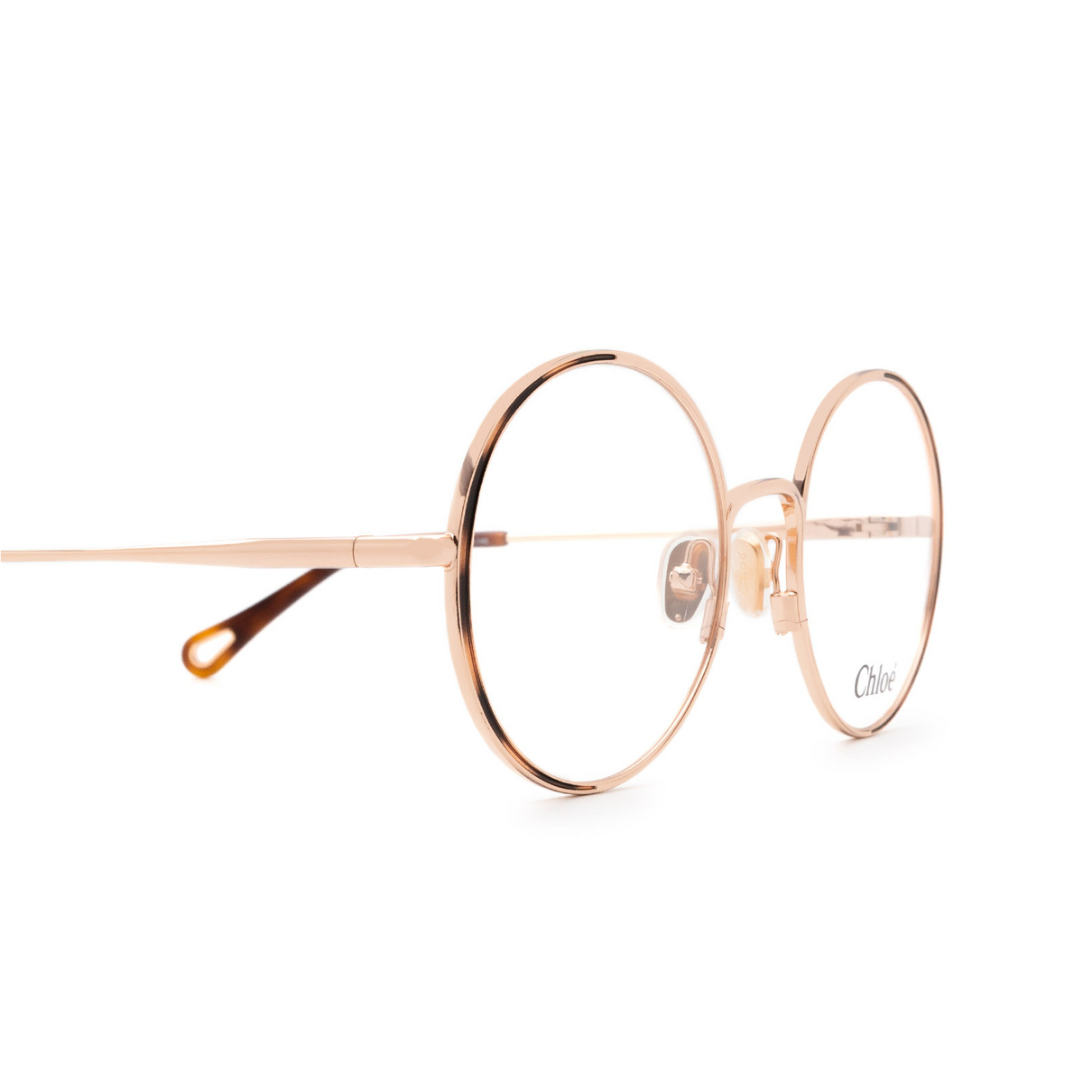 Chloé CH0040O round Eyeglasses 002 Rose Gold & Havana - 3/4
