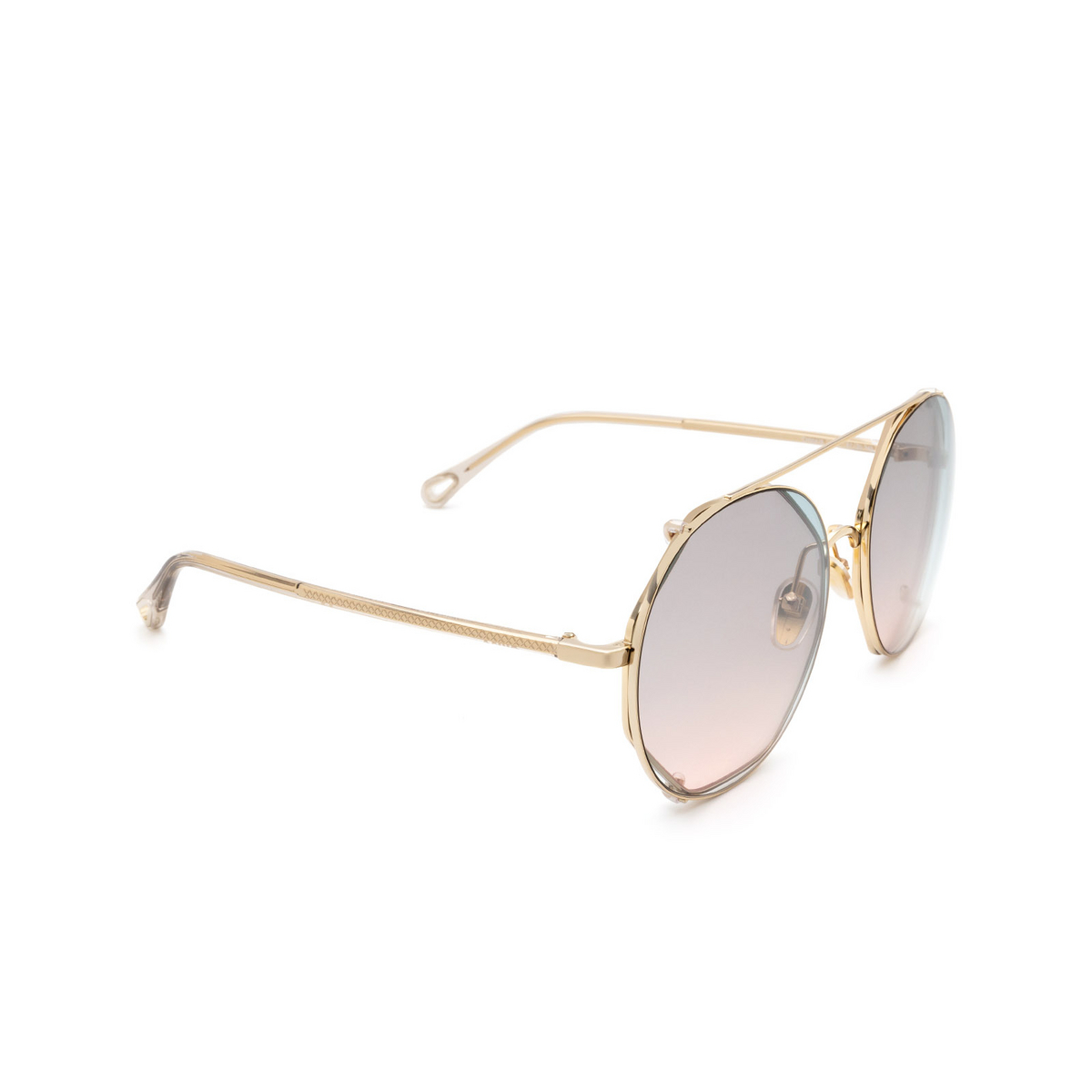 Chloé Demi round Sunglasses 001 Gold - three-quarters view