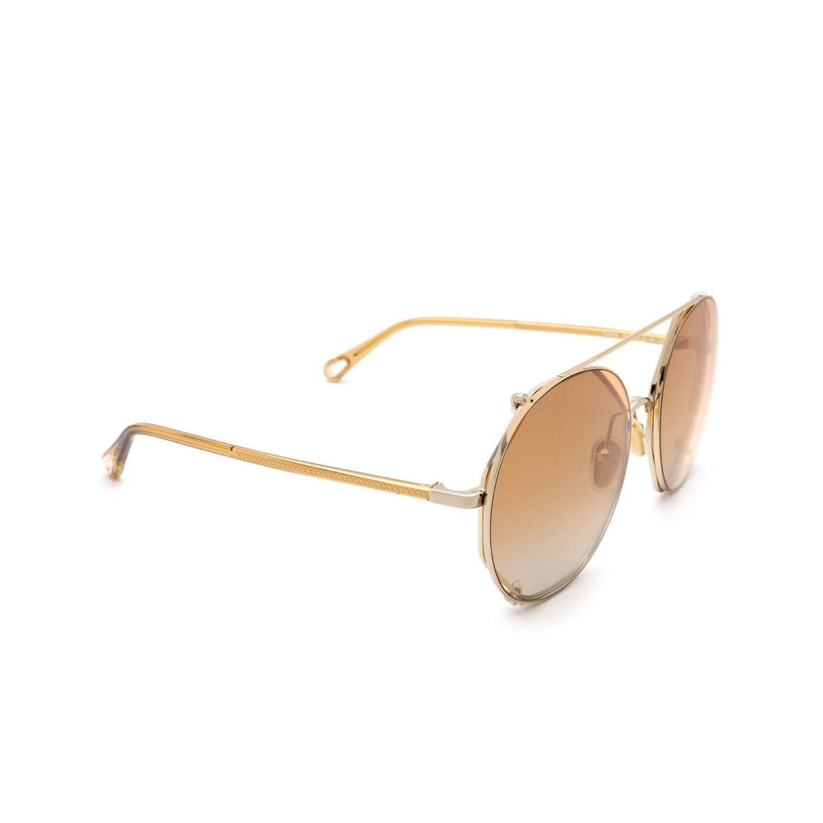 Chloé Demi round Sunglasses 002 Gold - three-quarters view