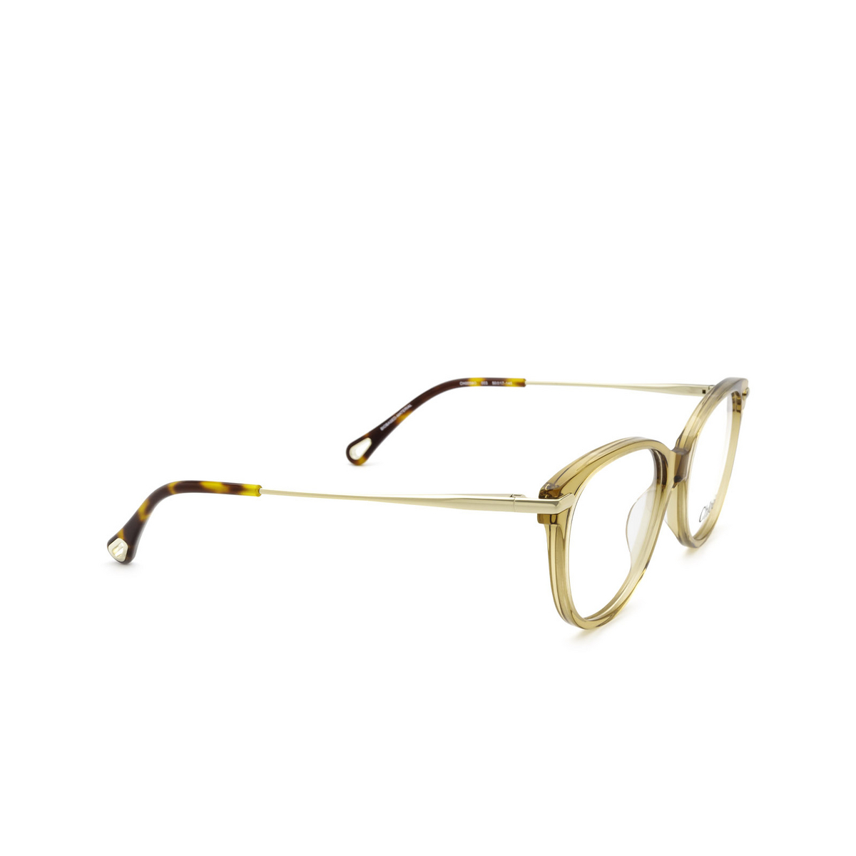 Chloé CH0058O cateye Eyeglasses 003 Light Brown - three-quarters view