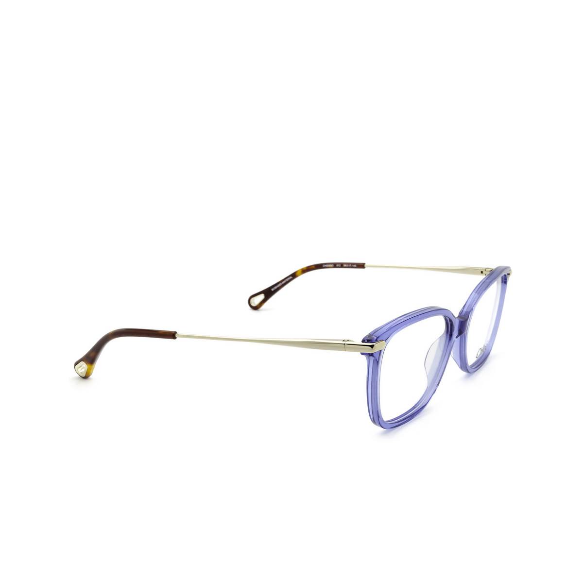 Chloé CH0059O rectangle Eyeglasses 012 Blue - three-quarters view