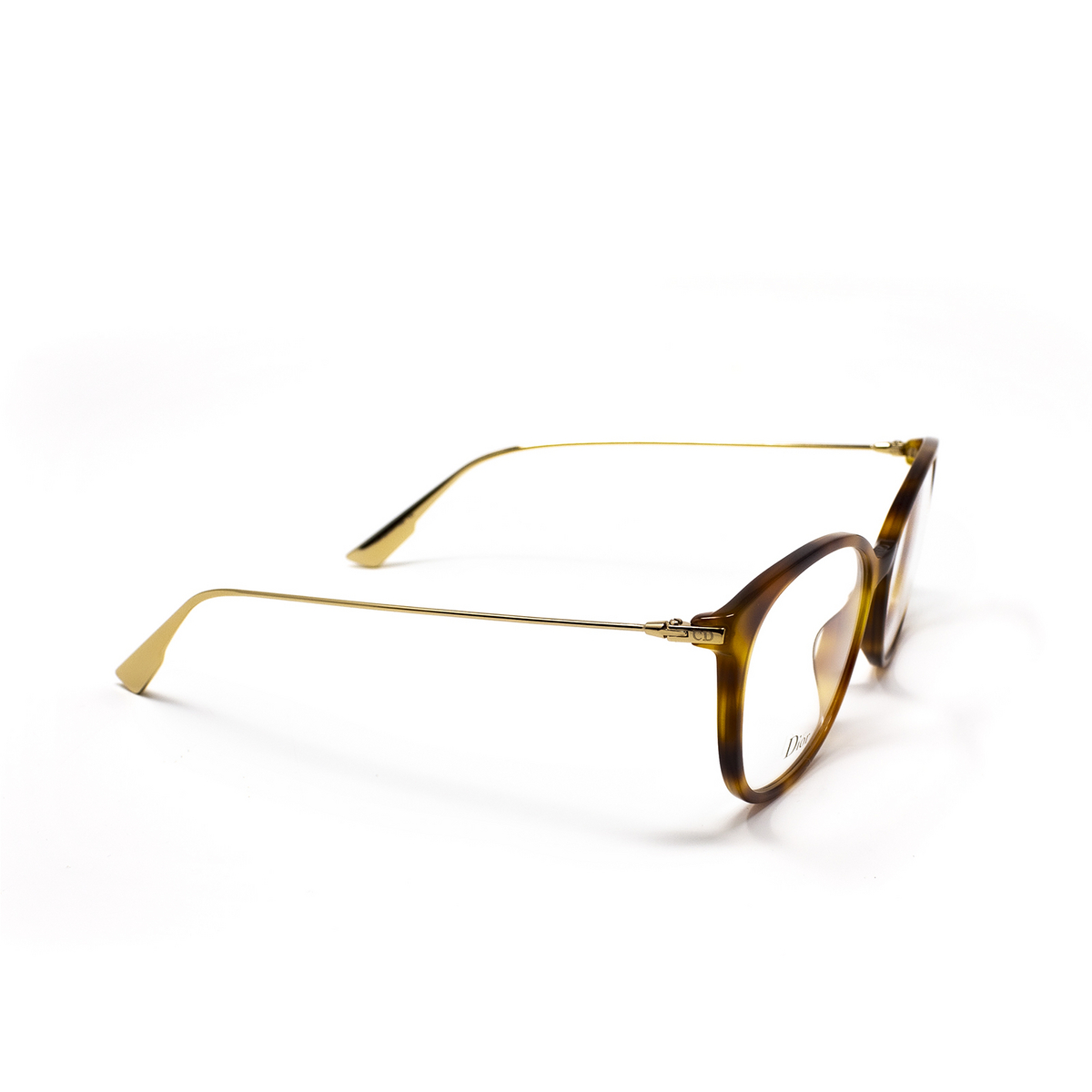 Dior® Round Eyeglasses: DIORSIGHTO1 color 086 Havana - three-quarters view