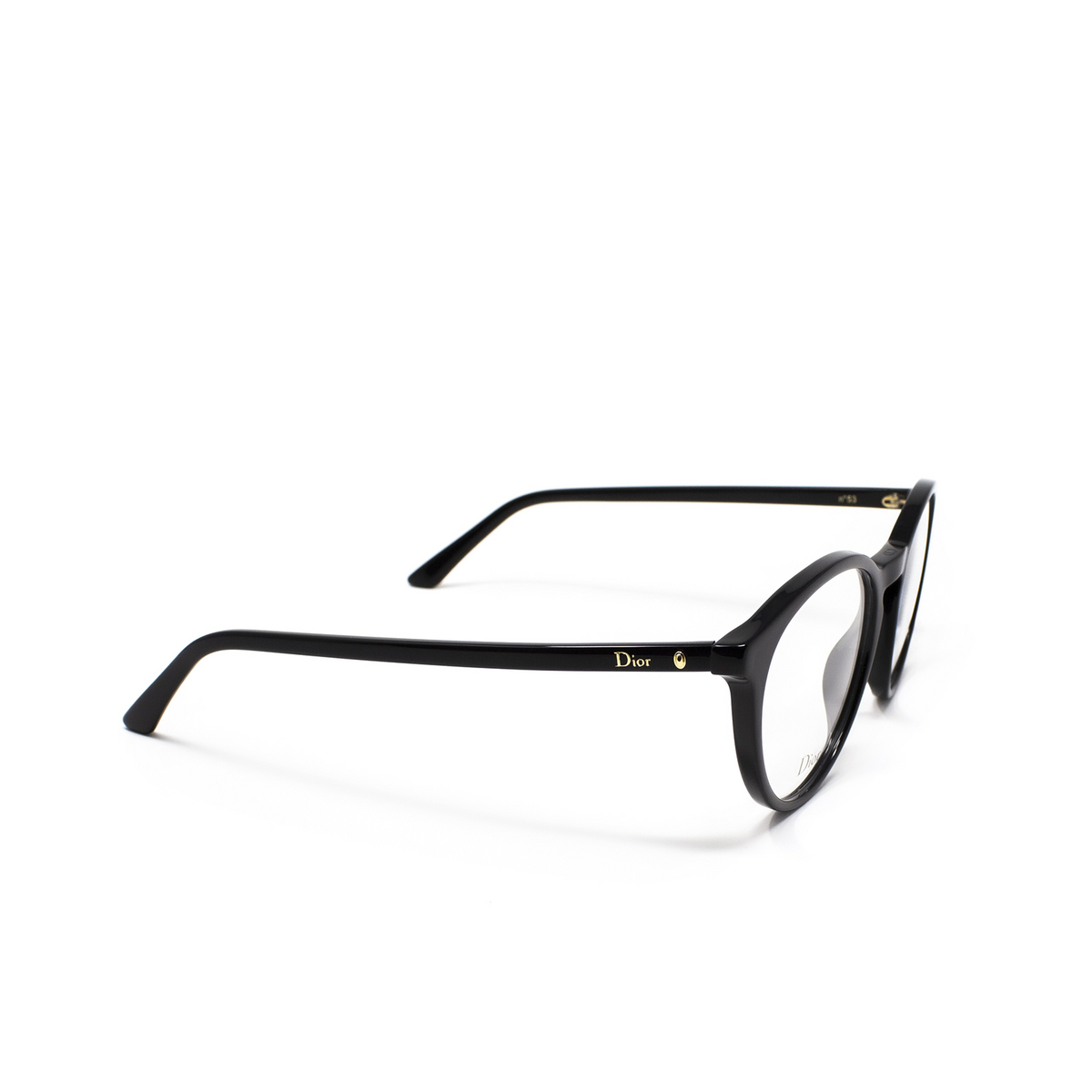 Dior® Round Eyeglasses: MONTAIGNE53 color 807 Black - three-quarters view