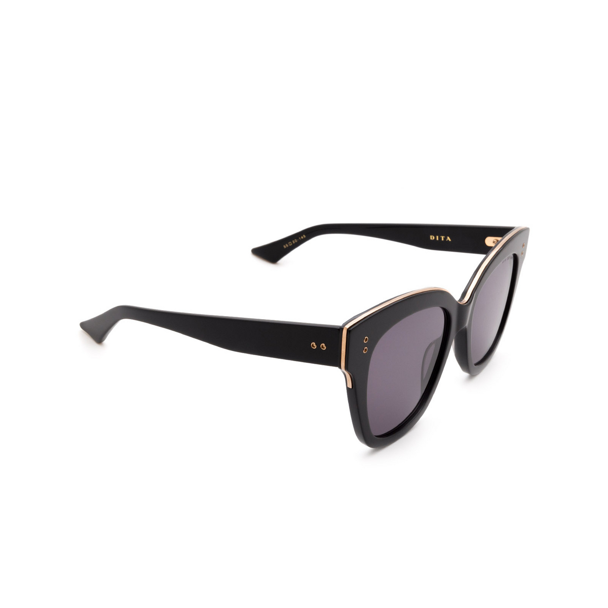 Dita® Butterfly Sunglasses: Day Tripper 22031-E color Black / Rose Gold Blk-rgd - three-quarters view.