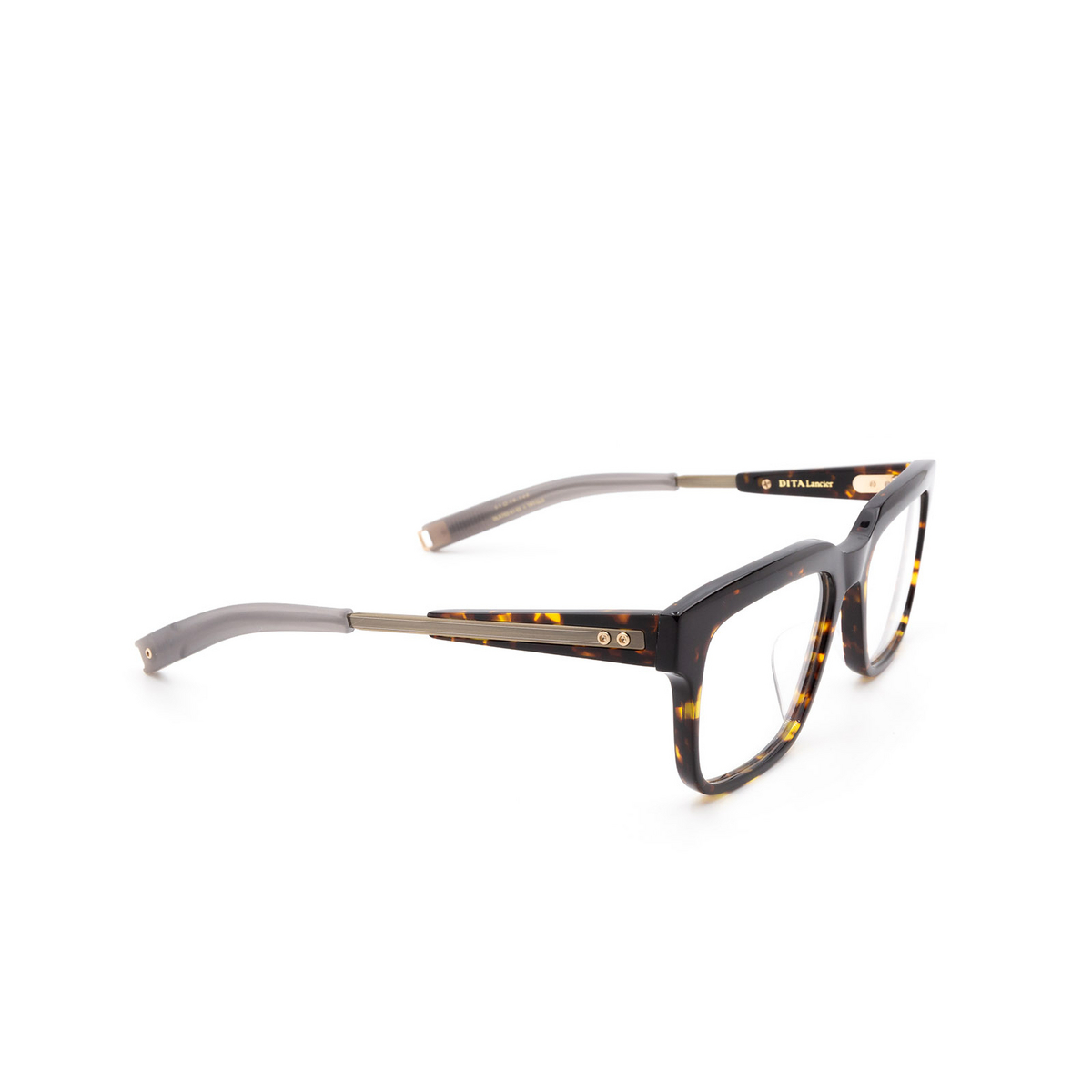Dita® Square Eyeglasses: DLX702 color Trt-gld - three-quarters view.