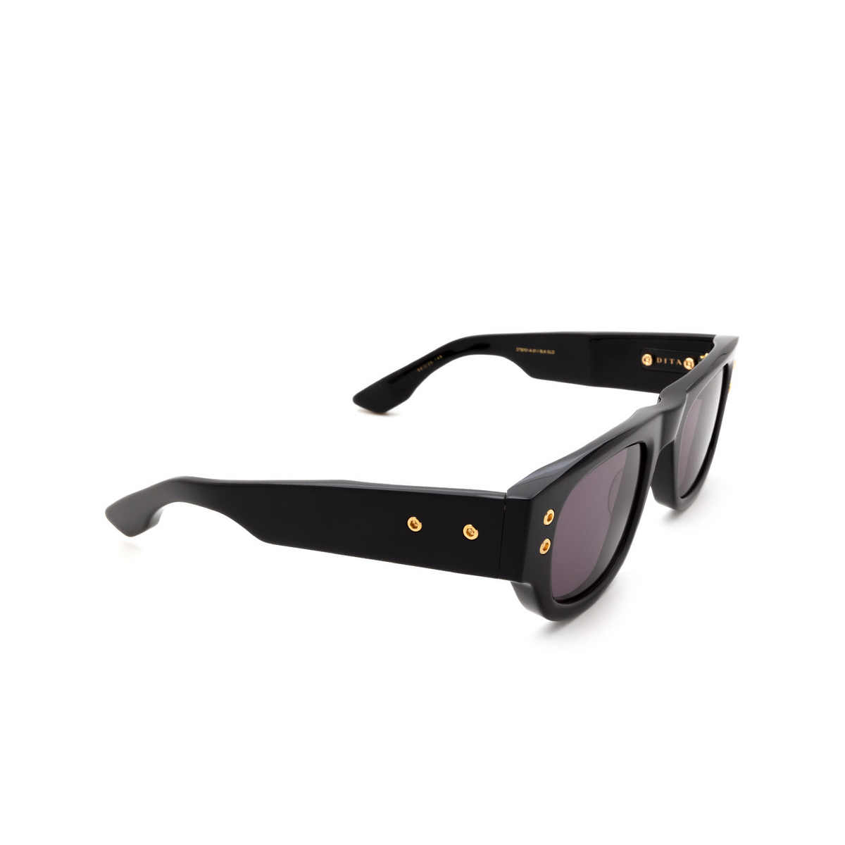 Dita® Rectangle Sunglasses: Muskel DTS701-A-01-Z color Black & Gold Blk-gld - three-quarters view.