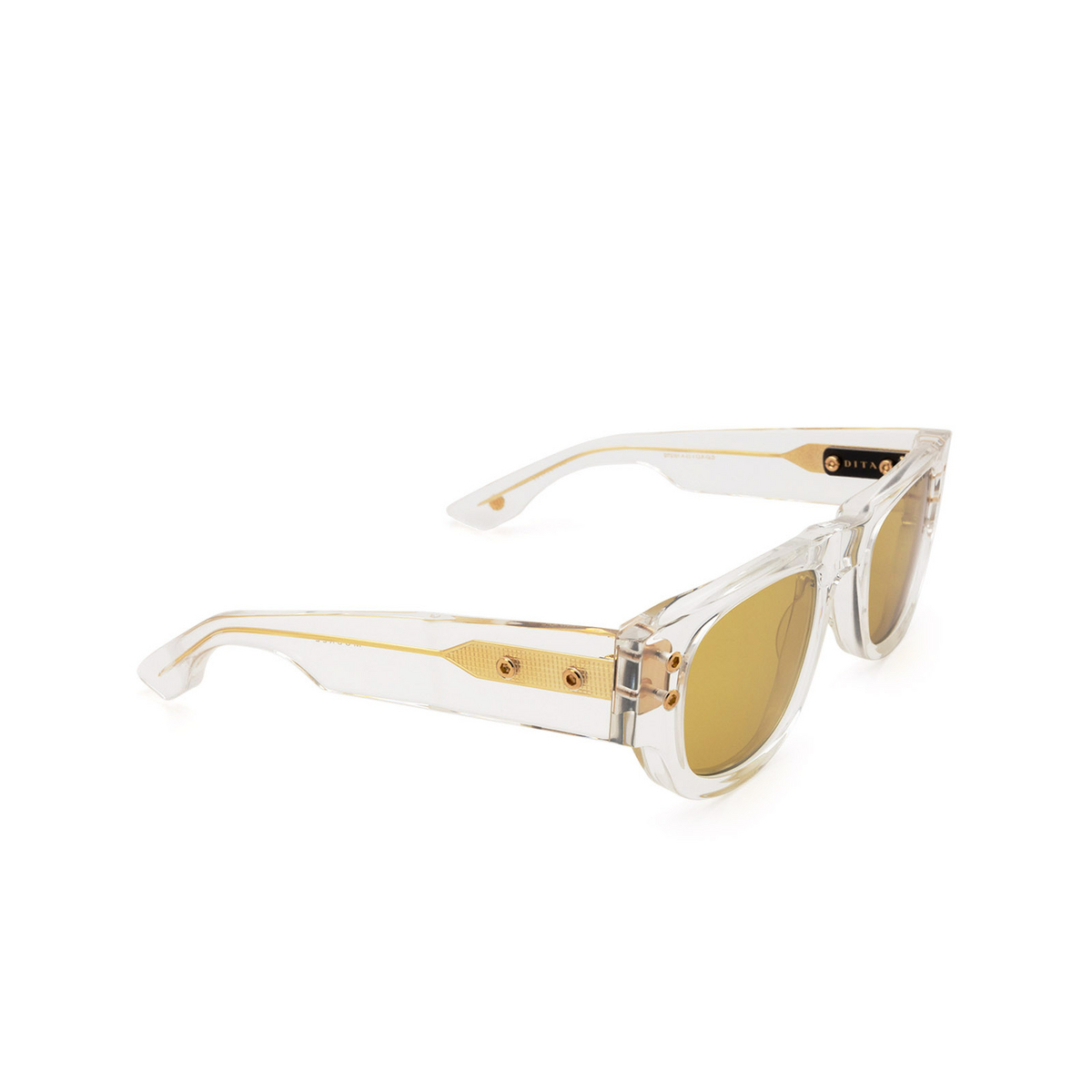 Dita® Rectangle Sunglasses: Muskel DTS701-A-03-Z color Crystal & Gold Clr-gld - three-quarters view.