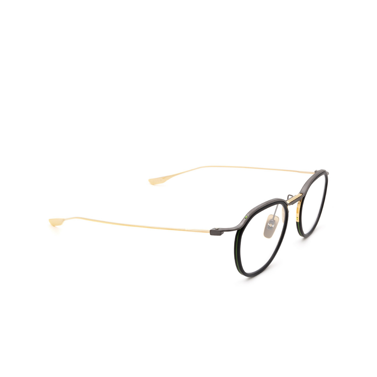 Dita® Square Eyeglasses: Schema-two DTX131-49-02-Z color Black & Gold Blk-gld - three-quarters view.